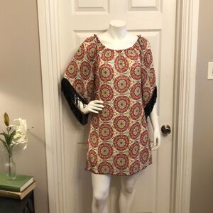 Uncle Frank Colorful Dress SzS fringe bell sleeve lined career date nigh…